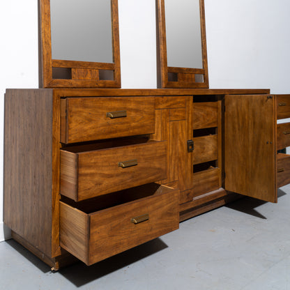 Mid-Century Drexel Wooden Heritage Woodbriar Pecan Wood Lowboy Dresser