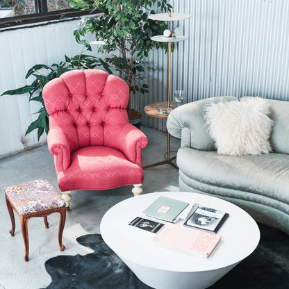 Ethan Allen Pink Tufted Armchair