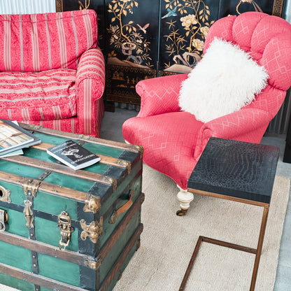 Ethan Allen Pink Tufted Armchair