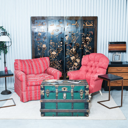 Ethan Allen Pink Tufted Armchair