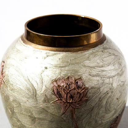 Solid Brass Hand-Painted Floral Vase