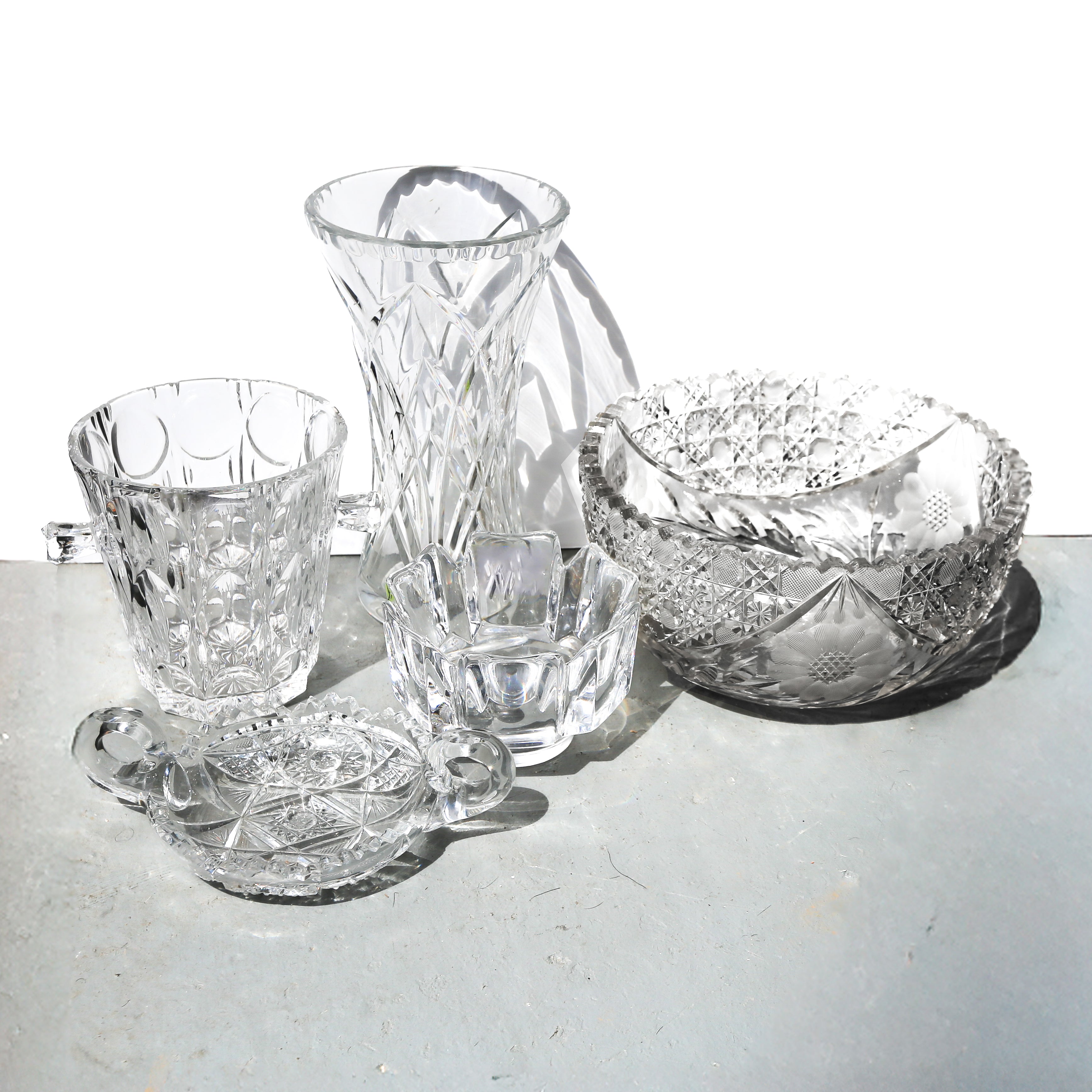Vintage Crystal Vases Set of 5