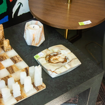 Mid-century Hand-Carved Pakistani Onyx Candle Holder