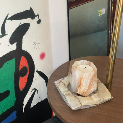 Mid-century Hand-Carved Pakistani Onyx Candle Holder