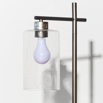Light bulb in a glass container on a white background
