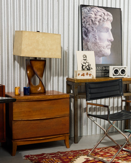 Carved Solid Hardwood Sculptured Lamps (2 Available)