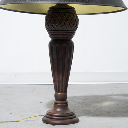 Fluted Bronze Finish Table Lamp with Embossed Shade