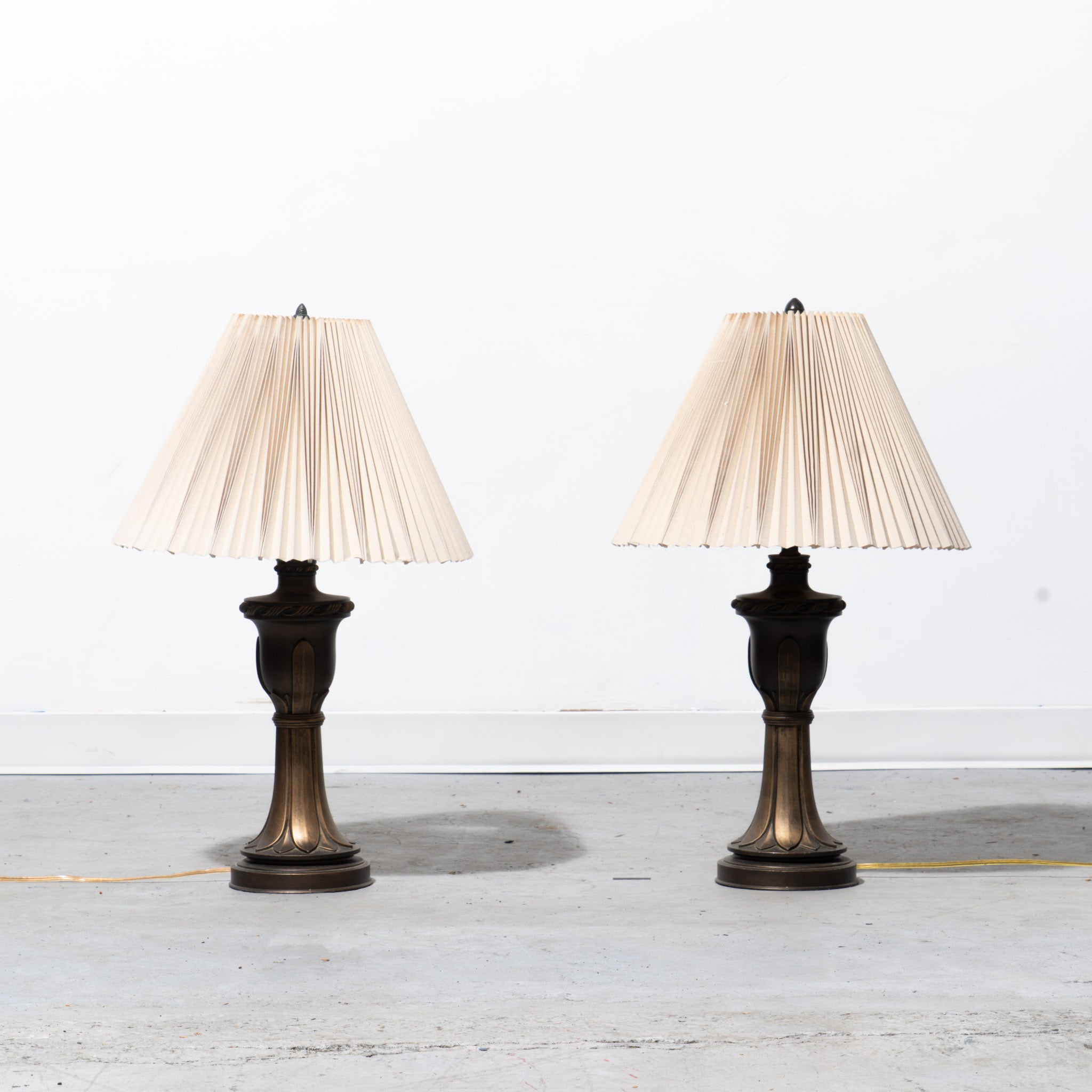 Neoclassical Bronze Table Lamp Pair