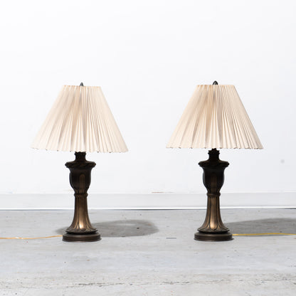 Neoclassical Bronze Table Lamp Pair