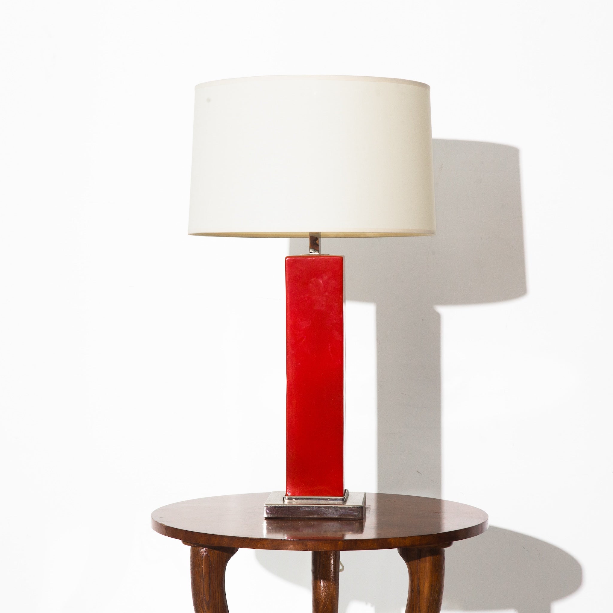Large Red Vintage Metal Table Lamp