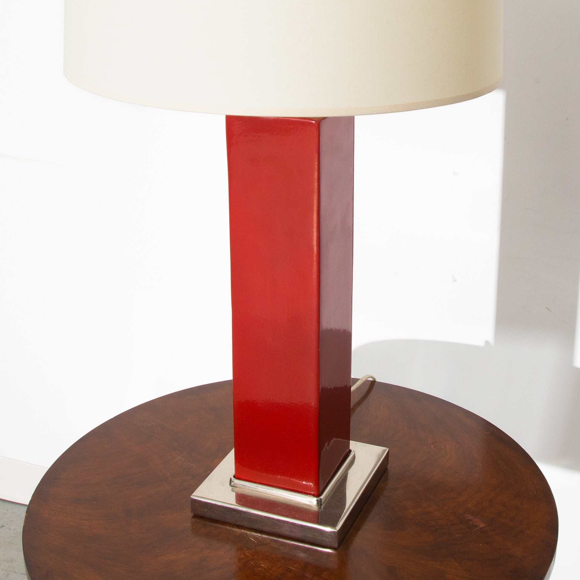Large Red Vintage Metal Table Lamp