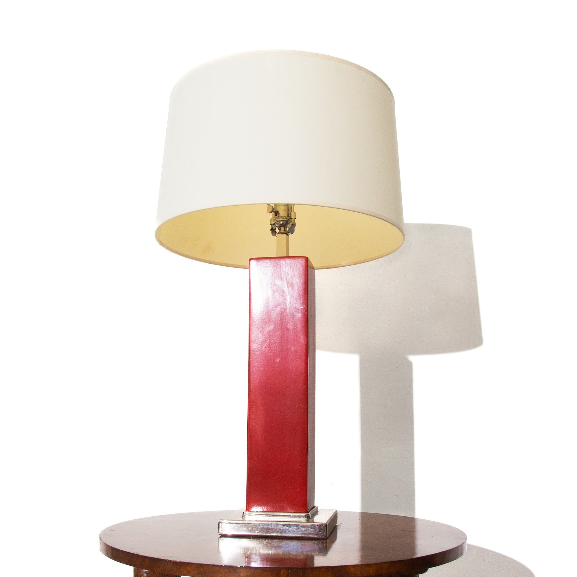 Large Red Vintage Metal Table Lamp