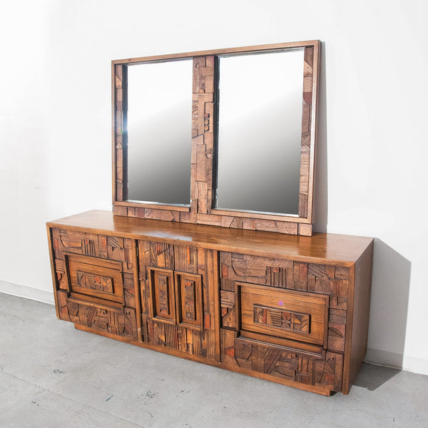 mid century modern dresser with mirror Mid-Century Lane Pueblo Brutalist Dresser – Tresi