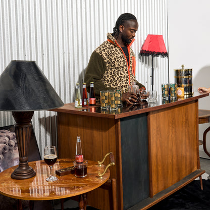 Mid-Century Modern Italian Marquetry Drop-Leaf Bar Cart