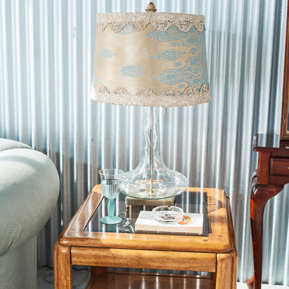 Postmodern Smoked Glass Oak Side Table (2 Available)
