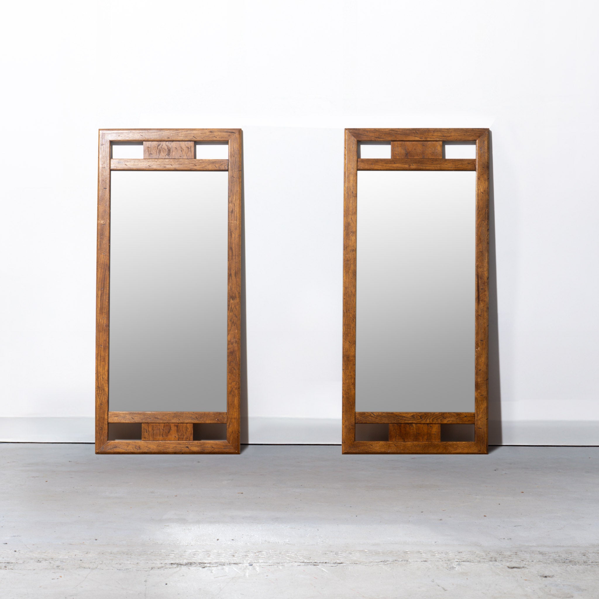 Mid-Century Drexel Heritage Woodbriar Pecan Wood Wall Mirror (2 Available)