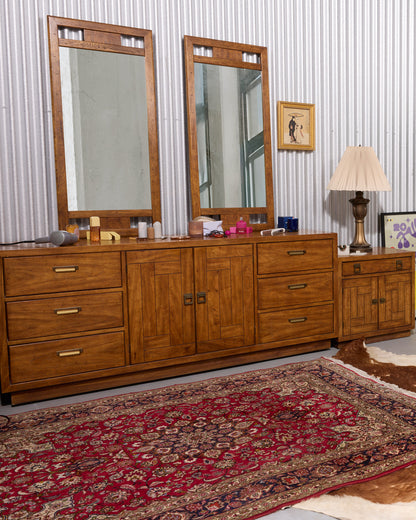 Mid-Century Drexel Heritage Woodbriar Pecan Wood Wall Mirror (2 Available)