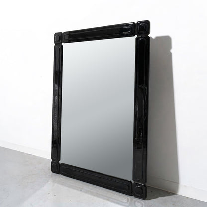 Tresi Studio 1980s Black Lacquered Beveled Glass Mirror