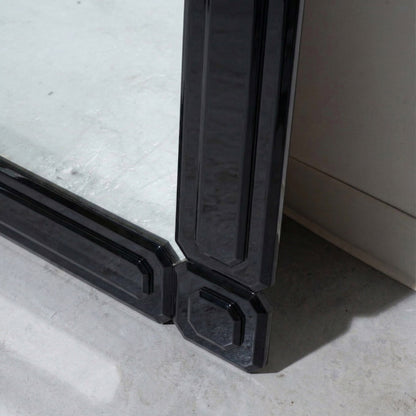 Tresi Studio 1980s Black Lacquered Beveled Glass Mirror