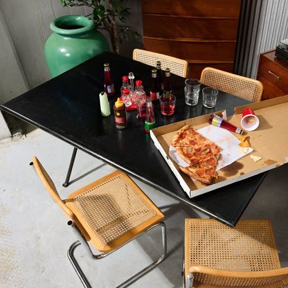 Black Lacquered Wood X-Leg Dining Table