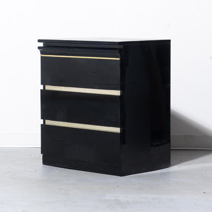 Black Postmodern Lacquer Nightstand