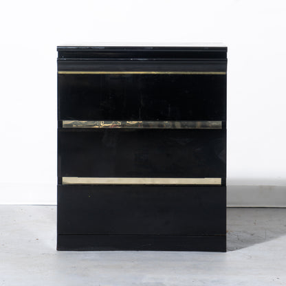 Black Postmodern Lacquer Nightstand