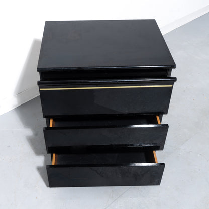 Black Postmodern Lacquer Nightstand