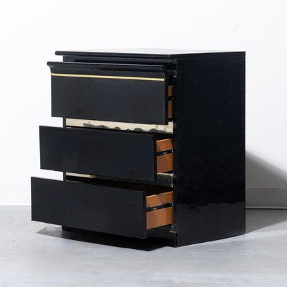 Black Postmodern Lacquer Nightstand