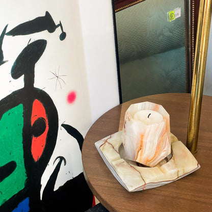 Mid-century Hand-Carved Pakistani Onyx Candle Holder