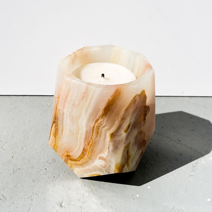 Mid-century Hand-Carved Pakistani Onyx Candle Holder