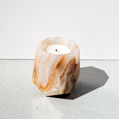 Mid-century Hand-Carved Pakistani Onyx Candle Holder