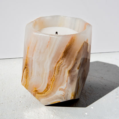 Mid-century Hand-Carved Pakistani Onyx Candle Holder