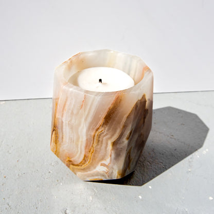 Mid-century Hand-Carved Pakistani Onyx Candle Holder