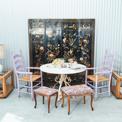 Purple Mid-Century Ladder Back Rush Seat Armchair (2 Available)