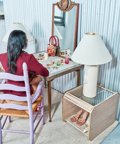 Purple Mid-Century Ladder Back Rush Seat Armchair (2 Available)