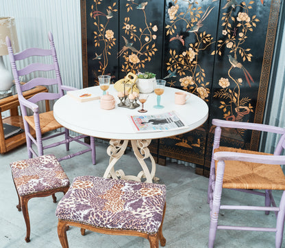 Purple Mid-Century Ladder Back Rush Seat Armchair (2 Available)