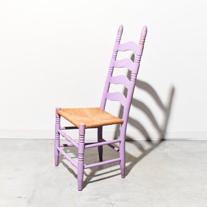Purple Mid-Century Ladder Back Rush Seat Armless Chair (4 Available)