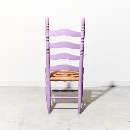Purple Mid-Century Ladder Back Rush Seat Armless Chair (4 Available)