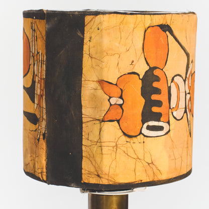 Refurbished Spanish Lamp with Painted African Batik Shade