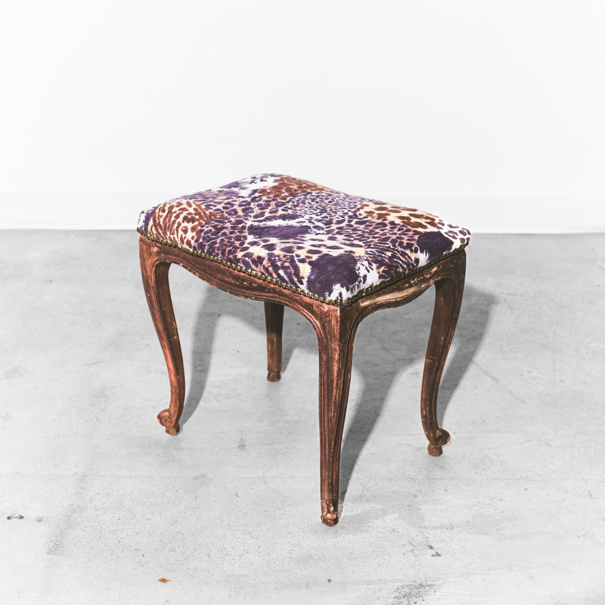 Refurbished Tufted Antique Stool (Small)
