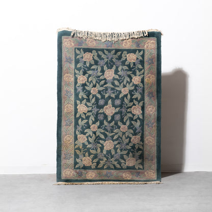 Hand-Knotted Chinese Art Deco Floral Wool Rug (2 Available)