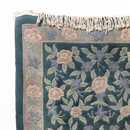 Hand-Knotted Chinese Art Deco Floral Wool Rug (2 Available)