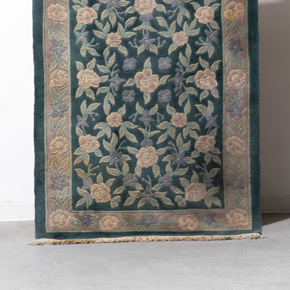 Hand-Knotted Chinese Art Deco Floral Wool Rug (2 Available)