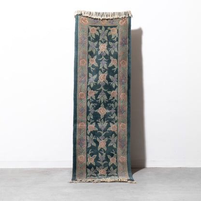 Hand-Knotted Chinese Art Deco Floral Wool Runner (2 Available)