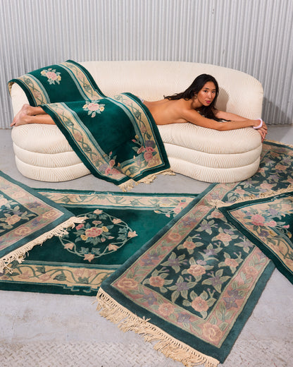 Hand-Knotted Chinese Art Deco Floral Wool Runner (2 Available)