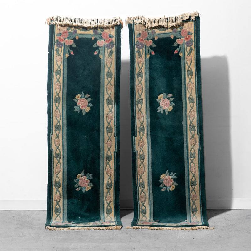 Hand-Knotted Chinese Art Deco Medallion Wool Runner (2 Available)