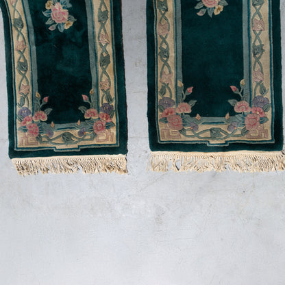 Hand-Knotted Chinese Art Deco Medallion Wool Runner (2 Available)