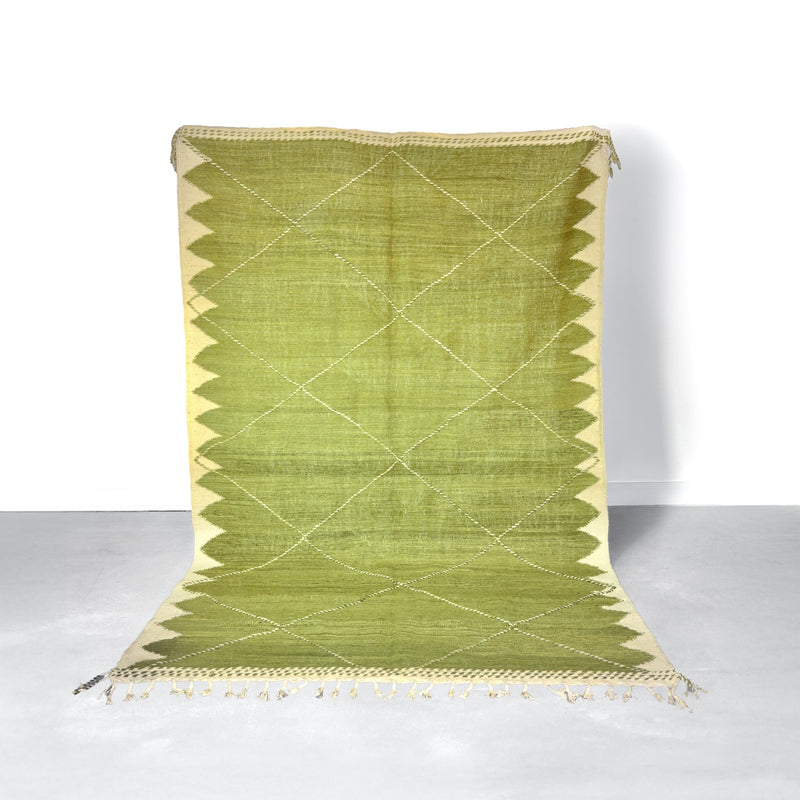 Green Moroccan Berber Zanafi Wool Rug