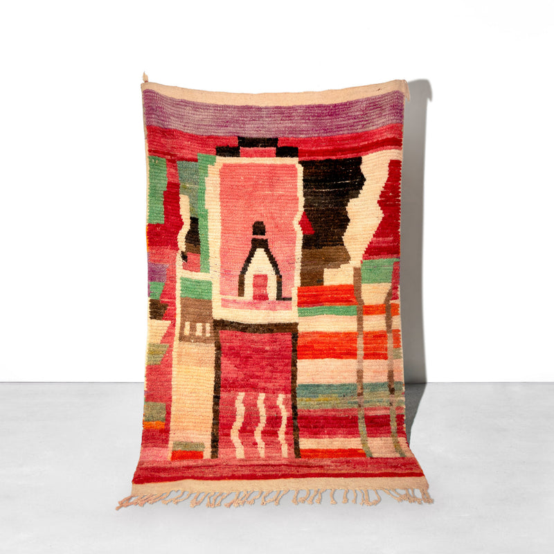 Hand-made Moroccan Berber Geometric Wool Rug