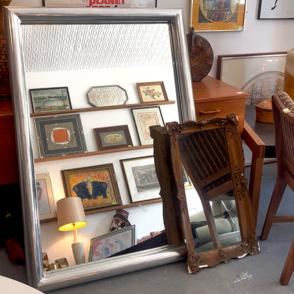 Large Mid-Century Modern Chrome Mirror